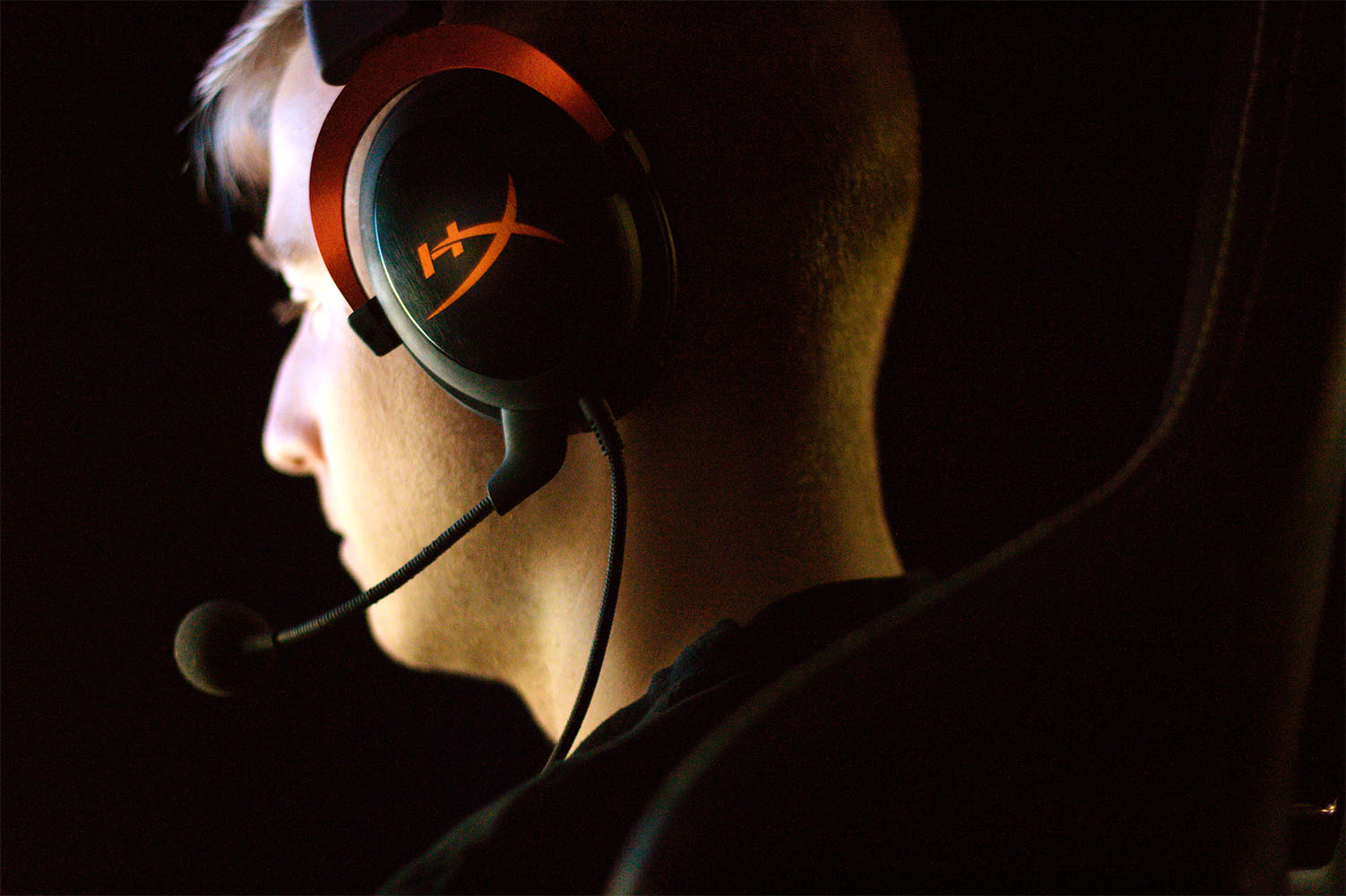 Man wearing gaming headset