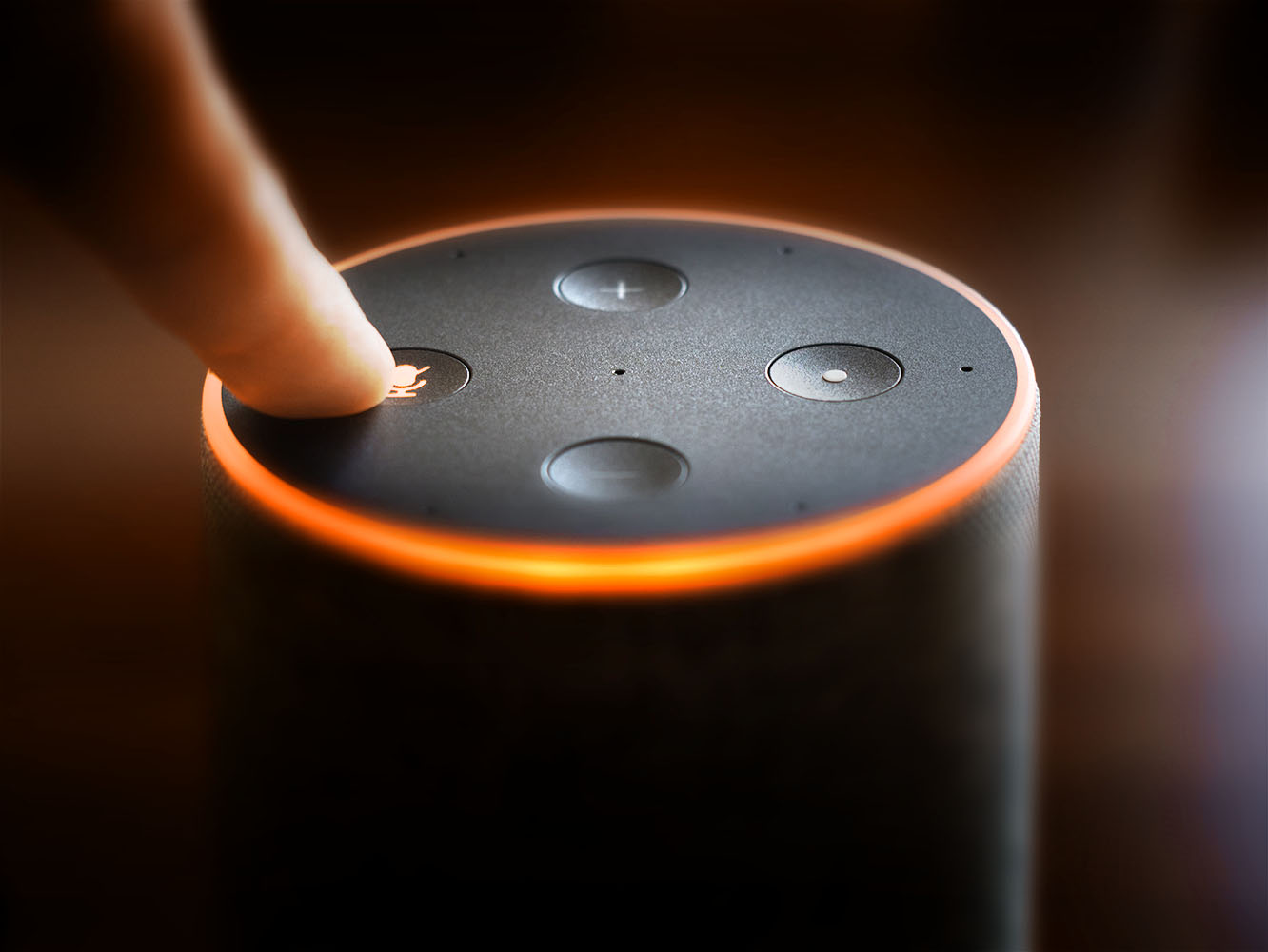 Black and orange smart speaker