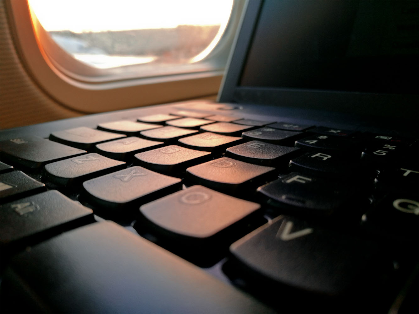 Zoomed in photo of laptop keyboard