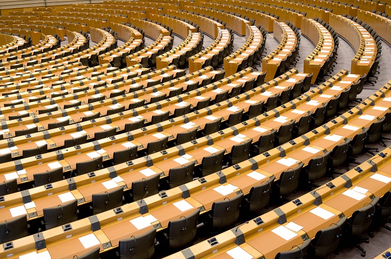 European parliament empty assembly room