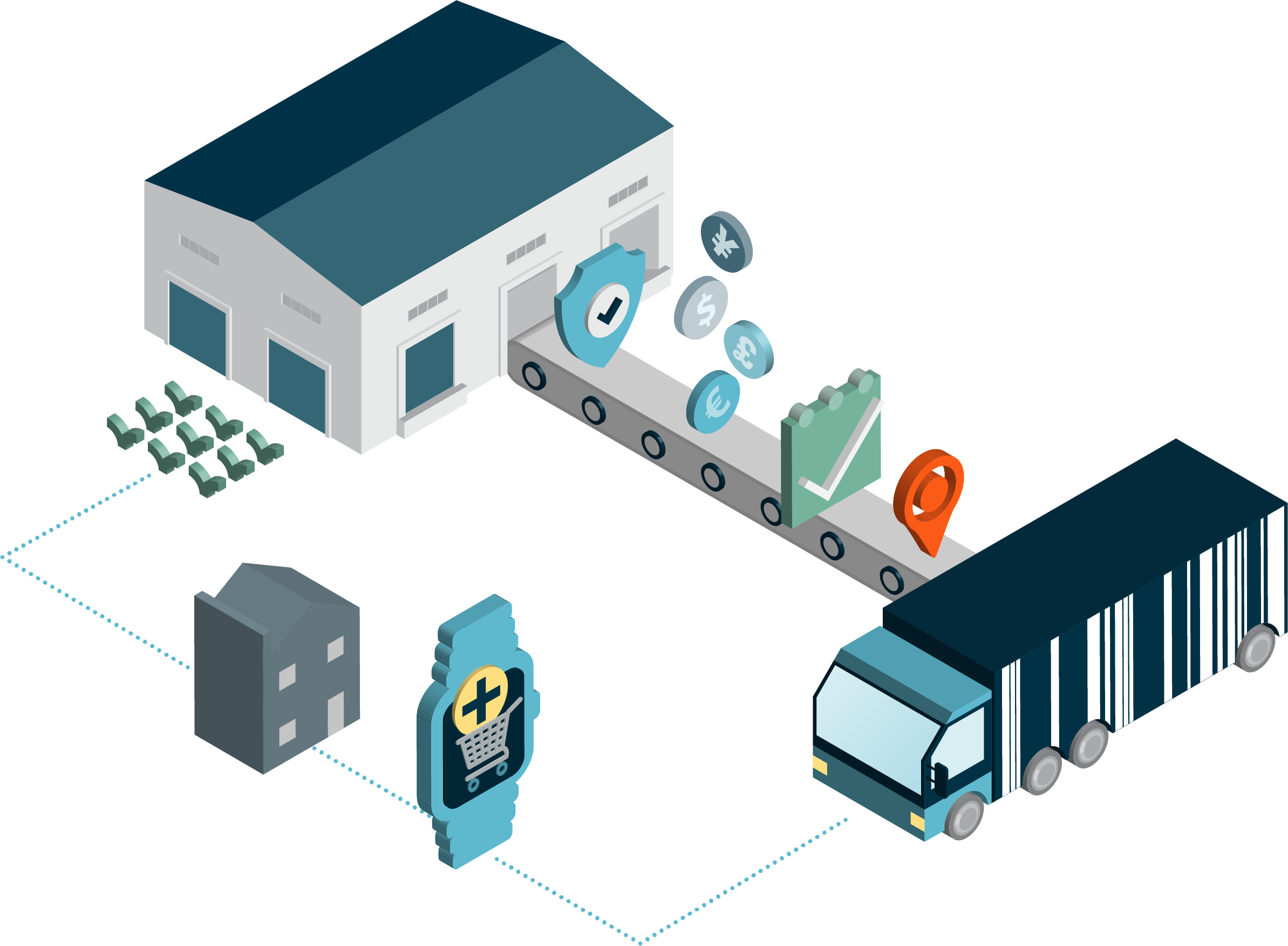 supply chain isometric icon