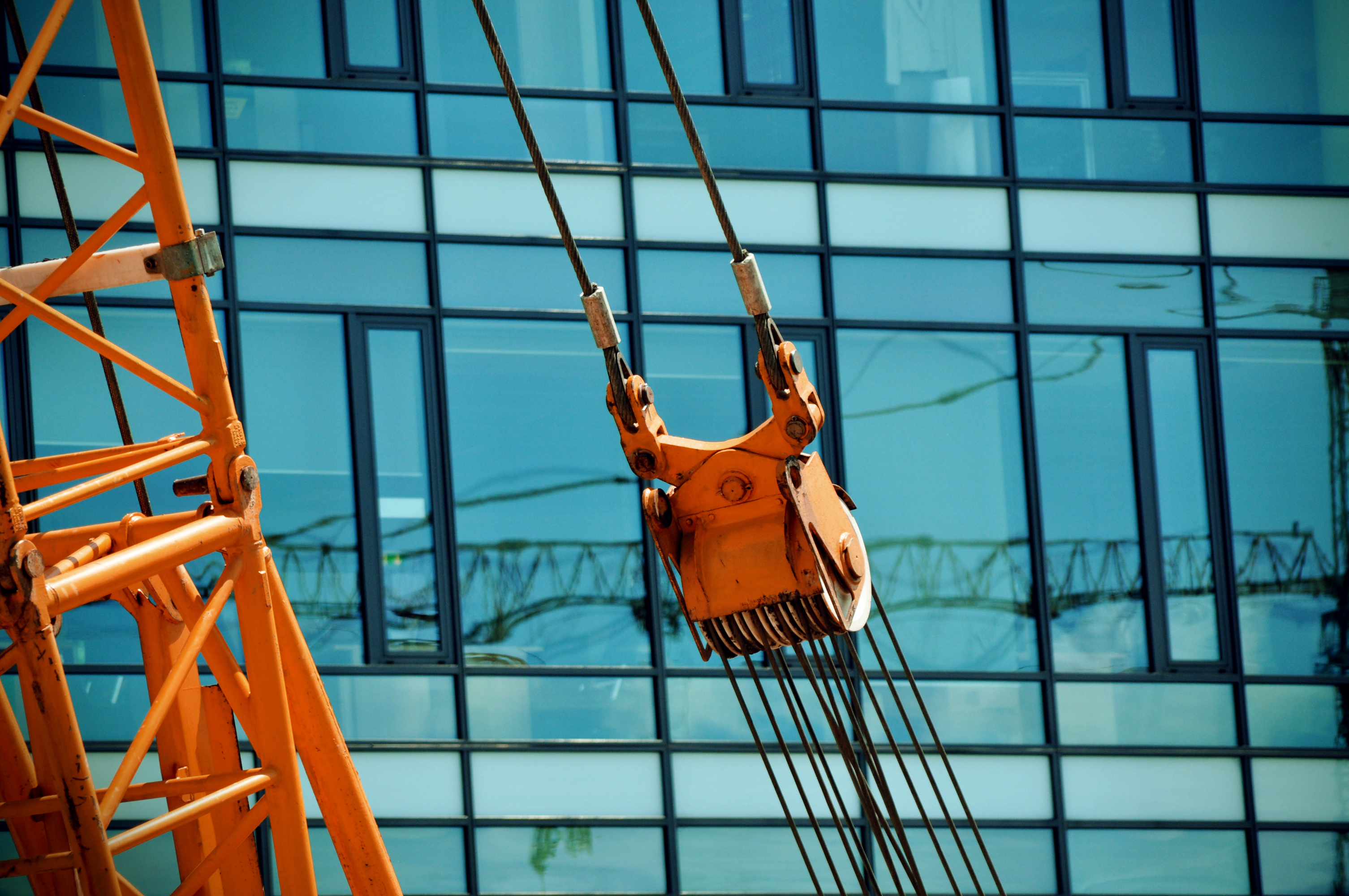 Close up of construction site and crane