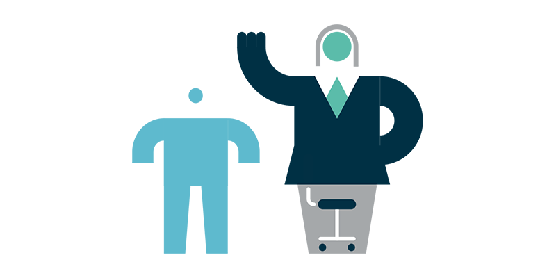 Robot man helping another man