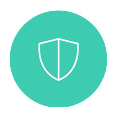 Green icon with shield in the middle