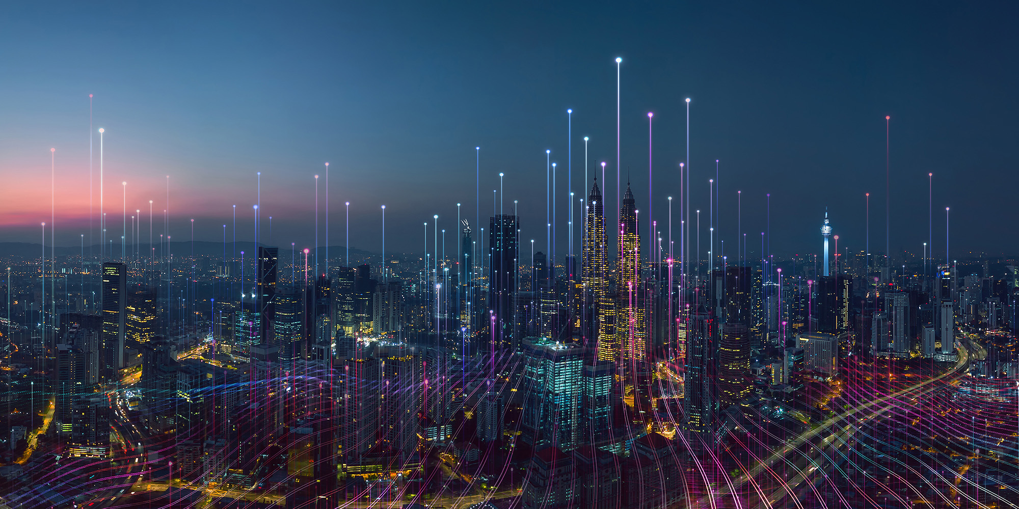 Digital smart city skyline