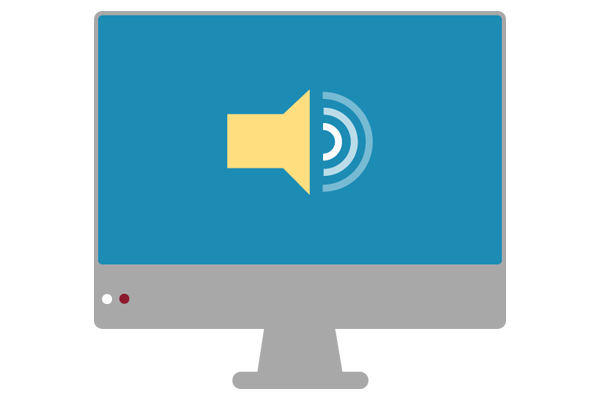 Speaker icon on a desktop computer