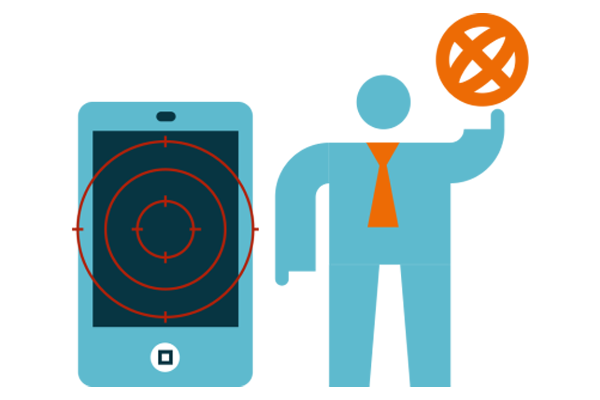 Icon of man with global wifi