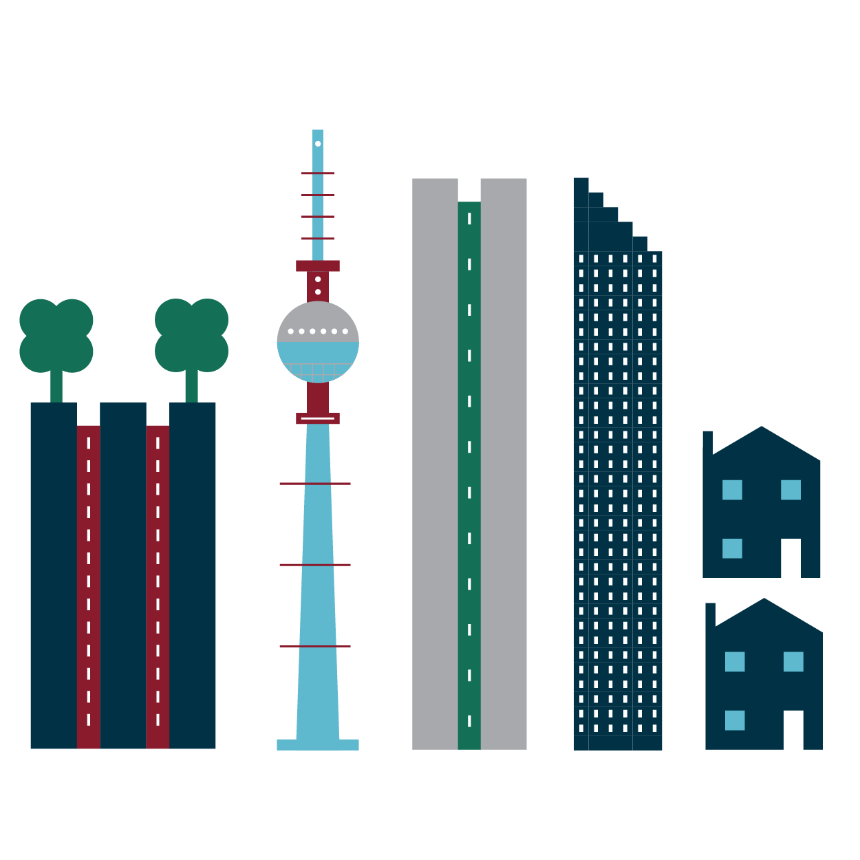 Icon of a road, building and houses
