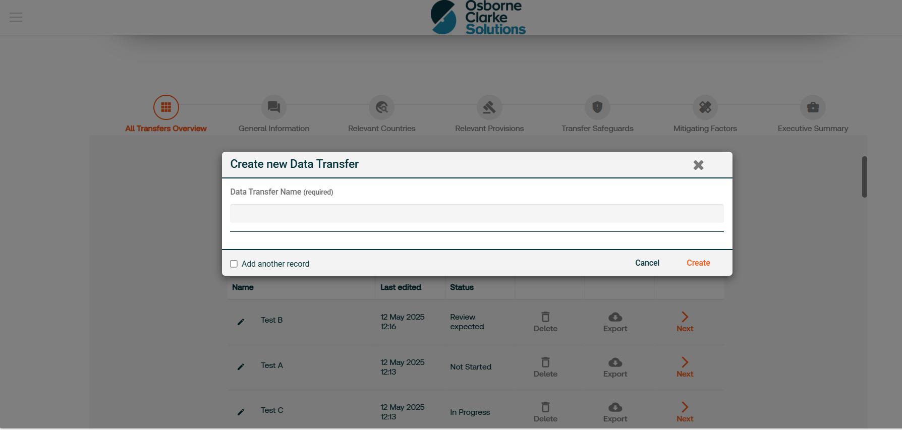 3 - DTIA homepage - Create new record